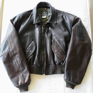 AVIREX Leather Bomber Jacket Vintage 1980s Medium